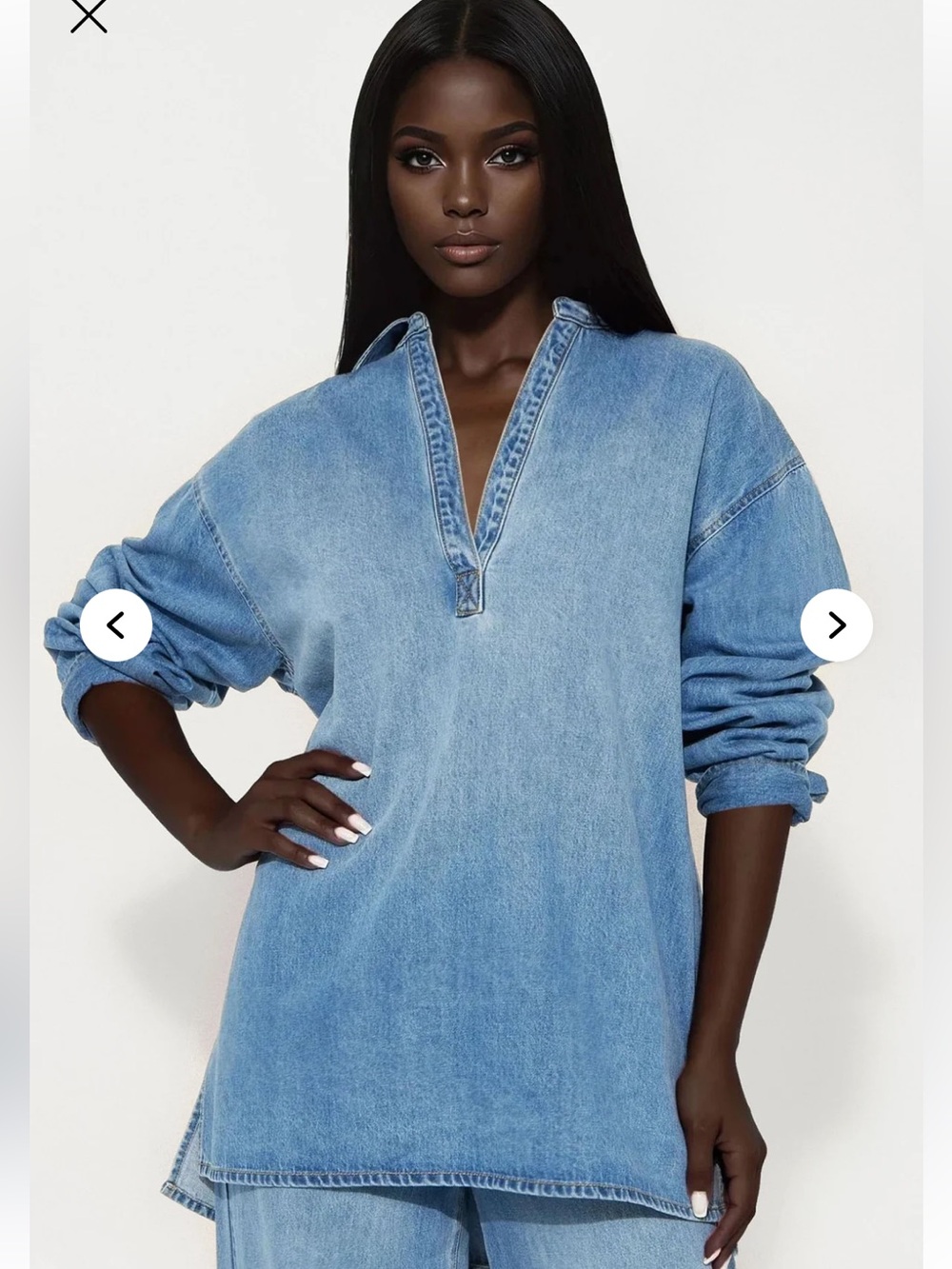 Wide Leg Light Blue Women's Denim Set - Picture 2 of 7
